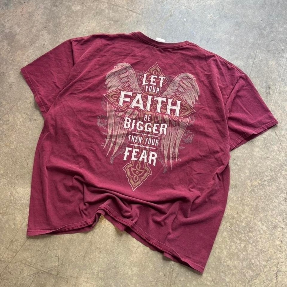 Christian Faith Graphic T Shirt Burgundy Gildan Heavy Cotton Size 3XL